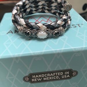 Brand New American West sterling silver and Howlite/ Black spinel coil bracelet